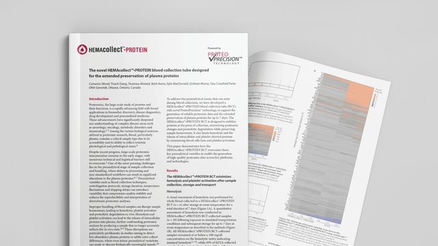 Scientific whitepaper on HEMAcollect™•PROTEIN blood collection tube for plasma protein stability 