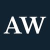 White letters "AW" on a navy background.
