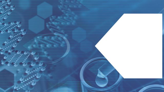 Blue scientific background with DNA strands and lab equipment illustrating PFAS research 