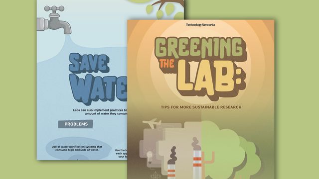 Infographic snippet highlighting sustainable lab practices with tips on water conservation and environmental impact. 