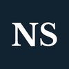 White letters "NS" on a navy background.