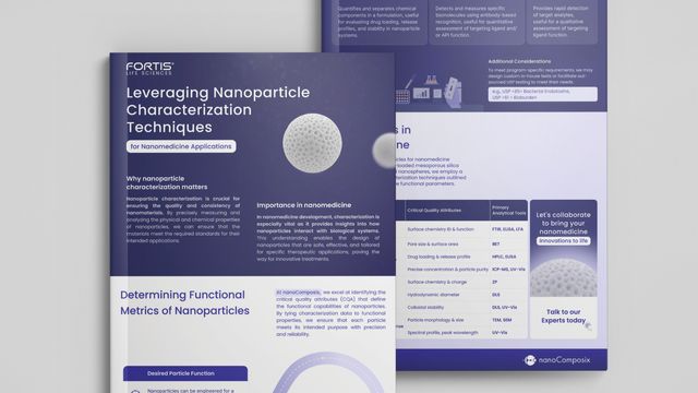 Two pages of the Optimize Nanomedicine With Better Particle Insight infographic on a white background. 